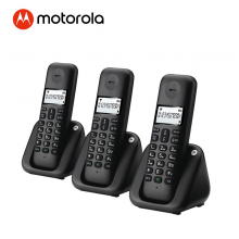 摩托罗拉T301C 数字无绳电话机 无线座机 单机 办公家用 中文按键 屏幕白色背光(黑色）一拖二