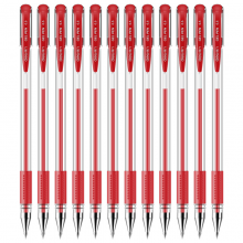 得力6600 中性笔签字笔0.5mm经典办公子弹头红色12支/盒