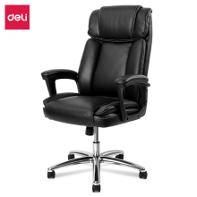 得力（deli）87081 老板椅/办公椅真头层牛皮椅 电脑椅家用 人体工学椅子转椅 黑色