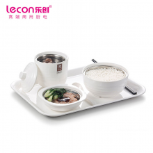 乐创（lecon）商用蒸饭餐具 白色套装1(勺子+饭盅+汤盅+菜盅+筷子+托盘) LC-J-CJ02