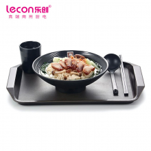乐创（lecon）商用日式拉面餐具 黑色套装2(龟壳勺+杯子+面碗+筷子+托盘) LC-J-CJ01