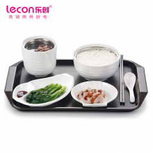 创（lecon）商用蒸饭餐具 白色套装3(海螺蝶+贝壳碟+饭盅+汤盅+勺子+筷子+托盘) LC-J-CJ02