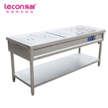 乐创（lecon）商用平板保温售饭台 六格不锈钢恒温车 LC-J-SFT06