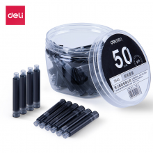 得力(deli)钢笔墨囊 可替换 50支/盒大包装S645黑