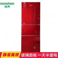容声（Ronshen）BCD-218D11NC 218升 三门冰箱 家用节能 中门软冷冻 红色玻璃面