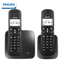 飞利浦（PHILIPS）无绳电话机 无线座机 子母机 办公 屏幕白色背光 持久待机 DCTG186（1+1）黑色