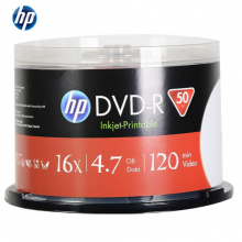 惠普（HP） DVD-R可打印 光盘/刻录盘 空白光盘 16速4.7GB 桶装50片
