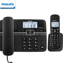 飞利浦 PHILIPS 数字无绳电话机 无线固定座机电话子母机办公一键拨号/电话本 DCTG188一拖一 黑色