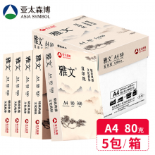 亚太森博 雅文（松）80g A4复印纸 打印纸 打印流畅 500张/包 5包/箱（2500张）