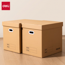 得力(deli)办公纸箱大号收纳箱储物整理箱搬家箱带盖55*40*50cm【2个装】PK146