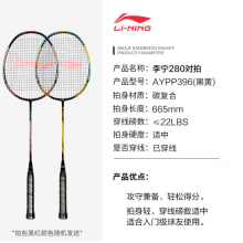 李宁（LI-NING）羽毛球拍2支中杆碳素280碳复合对拍AYPP396