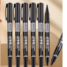 得力(deli)粗细双头物流记号笔 办公会议签字笔标记马克笔油性笔 儿童学生勾线笔12支/盒