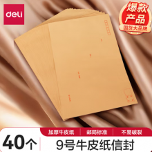 得力(deli)40张9号A4牛皮纸大信封 邮局标准信封229*324mm
