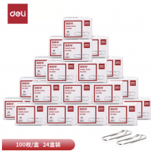 得力(deli)3#金属回形针 镀镍防锈曲别针 100枚/盒 24盒装