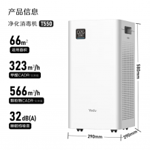 亚都（YADU）空气净化器 卫健委备案 冠状病消毒机 UFCO分解技术除甲醛烟味异味除甲流KJ550F-T550(Hi)甲醛数显