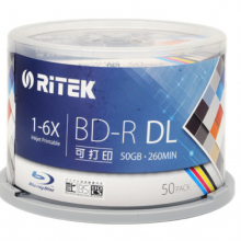 铼德(RITEK) 蓝光可打印  BD-R 1-6速50G 空白光盘/光碟/刻录盘/大容量 桶装50片