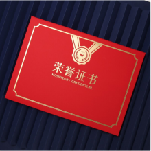 得力 A4(竖版)   带芯 荣誉证书