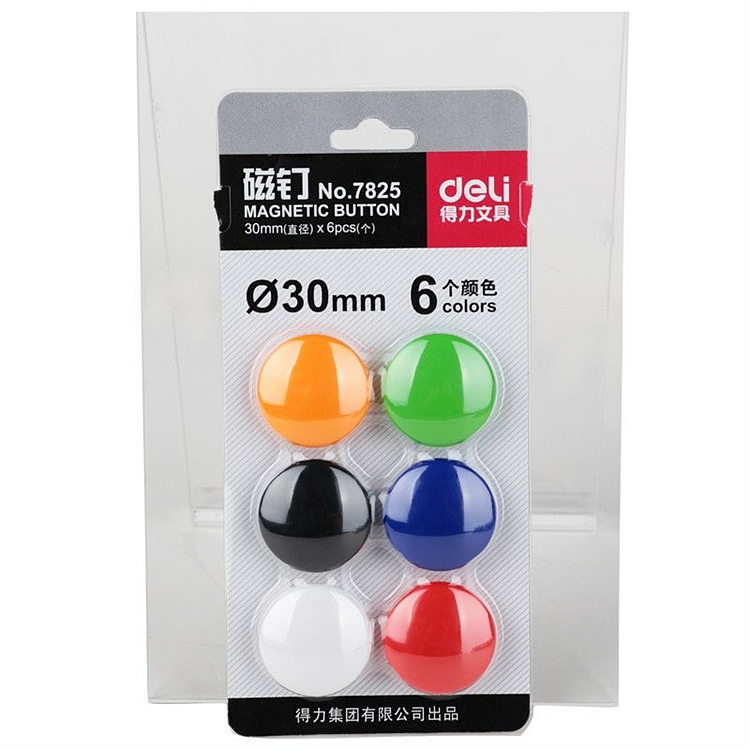 得力7825彩色磁钉 白板磁扣/吸铁石/磁粒磁力强 文件展示固定磁扣