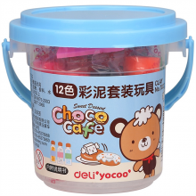 得力7022彩色橡皮泥套装12色儿童创意手工玩具学生内含工具幼儿园手工橡皮泥彩泥粘土粘土彩色油泥无毒桶装