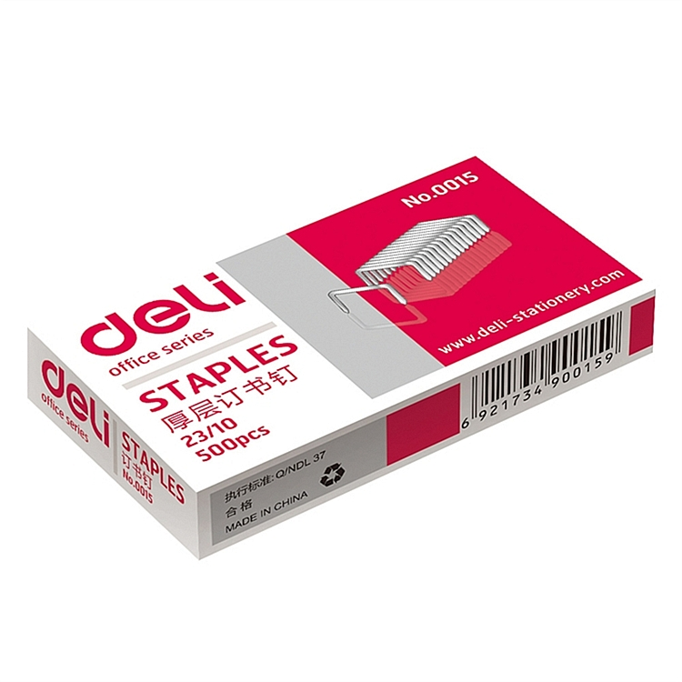 得力(deli)23/10厚层订书钉 500枚/盒  0015 