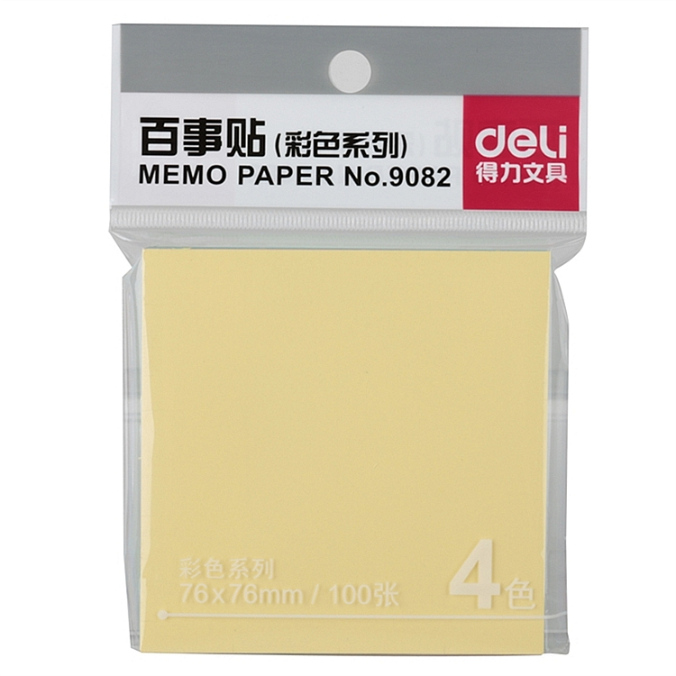 得力（deli）12本彩色便利贴纸 76*76mm  9082