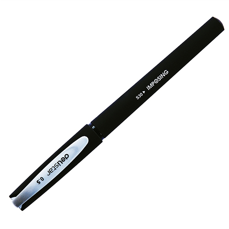 得力(deli)0.5mm黑色磨砂笔杆中性笔  12支/盒 2盒装 S30