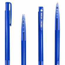 得力(deli)0.7mm按动60支圆珠笔中油笔 蓝色原子笔