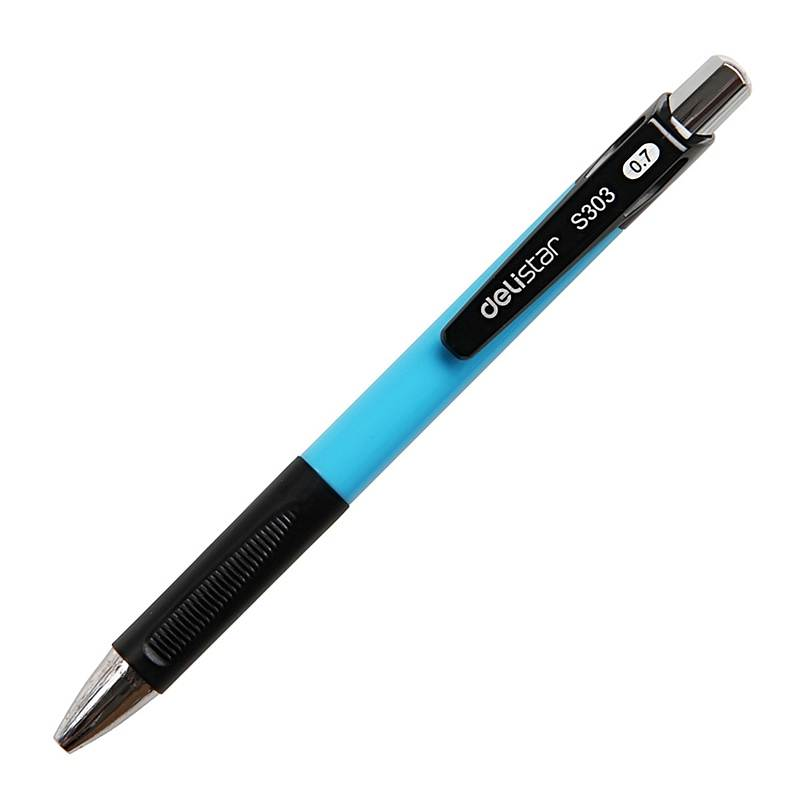 得力(deli)圆珠笔中油笔 0.7mm 蓝色 40支/盒 S303