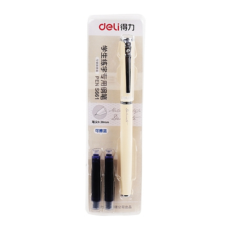 得力（deli） s661 钢笔特细笔尖暗尖 0.38mm 蓝色 