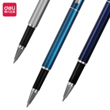 得力（deli）金属中性笔0.5mm 蓝色笔身 黑色笔芯12支/盒
