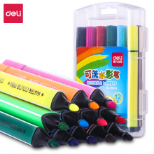 得力（deli）70656 可水洗12色水彩笔绘画笔 粗三角杆 盒装