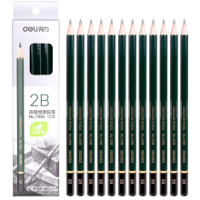 得力(deli)安全考试专用填涂答题卡2B木质铅笔学生铅笔12支/盒7084