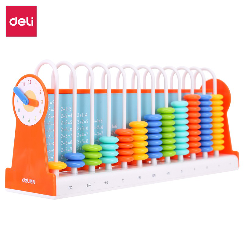 得力(deli)12行儿童计数器益智学习教具学生加减法数学计算架 橙色74316
