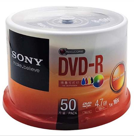 索尼（SONY） DVD-R 光盘/刻录盘 16速4.7G 桶装50片 6桶/箱