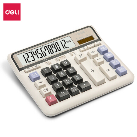 得力(deli)双电源电脑按键计算器  白色2135