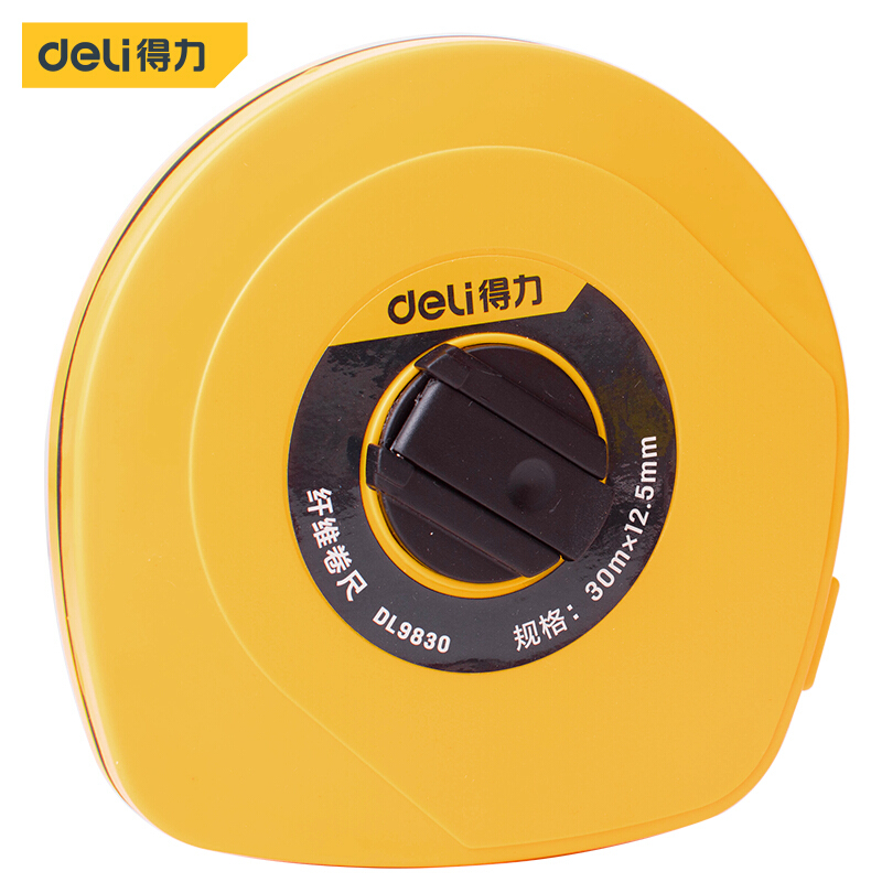 得力(deli) 30米纤维尺纤维盒式卷尺操场盘式皮卷尺软尺伸缩尺工程测量工具30mx12.5mm DL9830