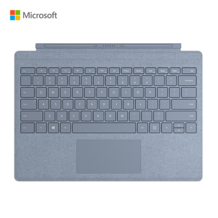 微软 Surface Pro 原装键盘盖 冰晶蓝 | 磁吸易拆卸 Alcantara材质 类软毛皮手感 键盘背光灯+玻璃精准式触控板 | 兼容Surface Pro 7 Pro 6/5/4/3代产品