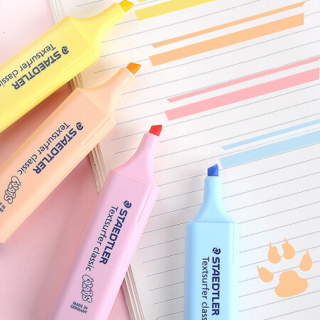 施德楼（STAEDTLER）荧光笔4色马卡龙色系套装1-5mm彩364CBK4