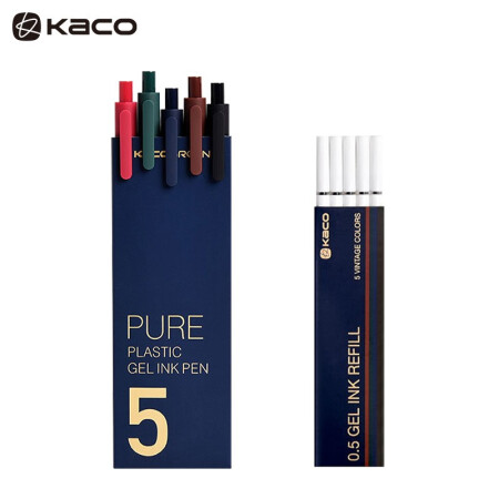 KACO 书源复古色国风系列中性笔 田园色学生用笔古风彩芯中性笔 中国风高颜值简约手账磨砂水笔 国风笔5支/盒
