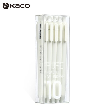 KACO PURE书源彩色中性笔0.5磨砂笔杆  白杆黑芯10支/盒