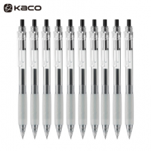 KACO Keybo凯宝0.5按动中性笔 透明笔杆办公学生签字笔子弹头水笔办公学习用品 黑色 10支/盒