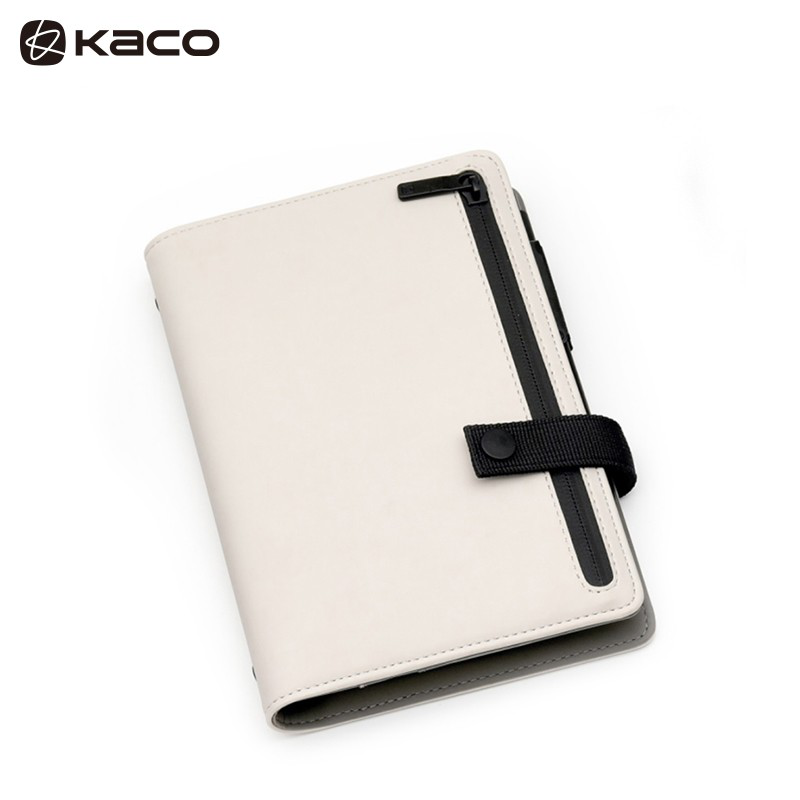 KACO 乐记B6活页日程本 UP皮面笔记本子套装 米白 1本/盒