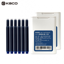 KACO大容量双头墨囊 染料型黑色墨囊 欧规通用不堵笔彩色钢笔墨胆6支/盒 穹天（蓝黑）