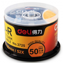 得力（deli）空白CD-R 刻录DVD光盘 透明包装 光盘50片/桶3725