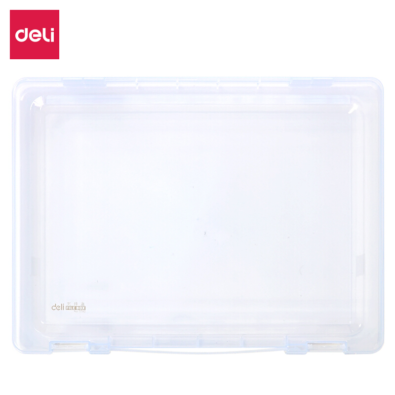 得力(deli) A4透明便携卡扣文件盒 35mm厚度 5702