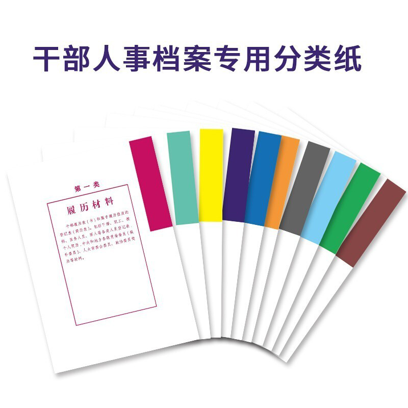 西玛  档案分类纸 干部人事档案专用普通索引纸十大分类纸 一到十类隔页纸 10套共100张