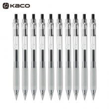 KACO Keybo凯宝0.5按动中性笔 透明笔杆办公学生签字笔子弹头水笔办公学习用品 黑色 10支/盒  单支