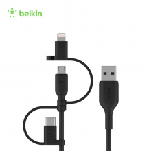 Belkin贝尔金Mfi认证三合一数据线一拖三苹果安卓Type-c手机充电线适用于iPhone13 1拖3【Mirco+Lightning+C】