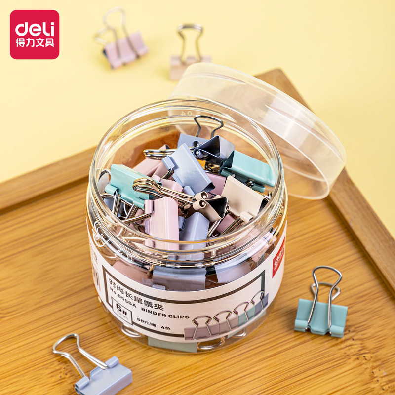 得力(deli)60只15mm小号莫兰迪色时尚长尾票夹 升级新配色 8556A