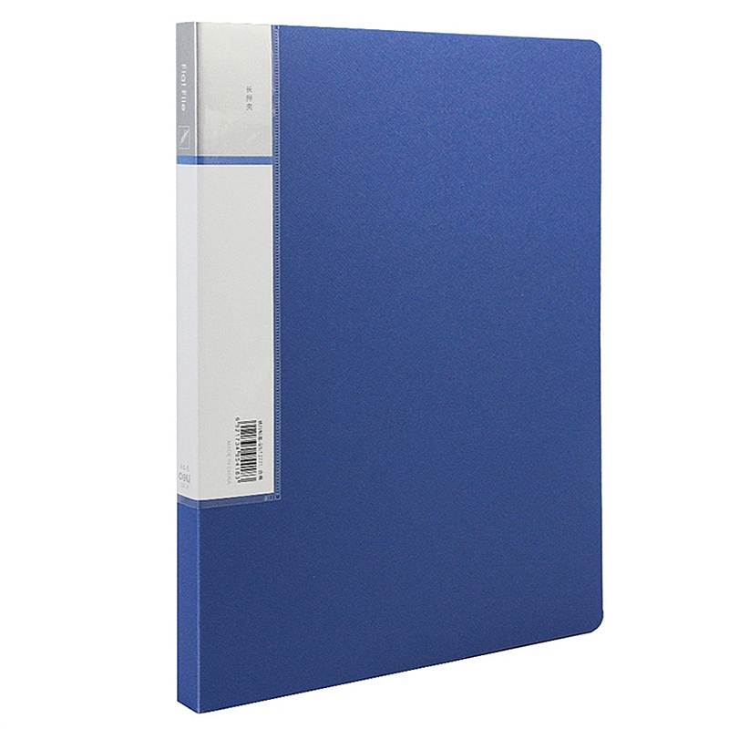 得力5418插页袋文件夹单夹办公室文具用品档案合同商务长押资料夹 蓝色